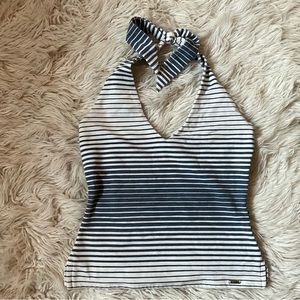Y2k Hot Kiss Tank top Halter top blue striped. 2000s